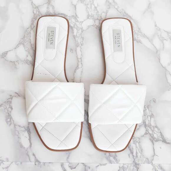 Steven NY by Steve Madden Quilted Slip Sandals White Size 8 - Picture 4 of 8